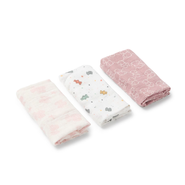 Pack de 3 Mini Gasas MMUSE Rosa - Tous Baby