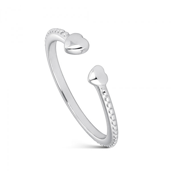 Anillo Plata Primera Ley abierto Corazones- Be Love