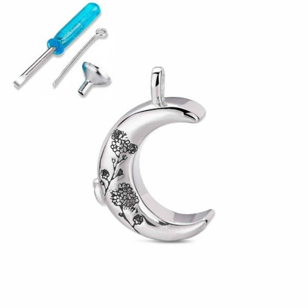 Gargantilla Nomeolvides de plata rodiado luna con tornillo de 20 mm +Accesorios