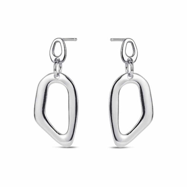 Pendiente Óvalo Irregular-Plata