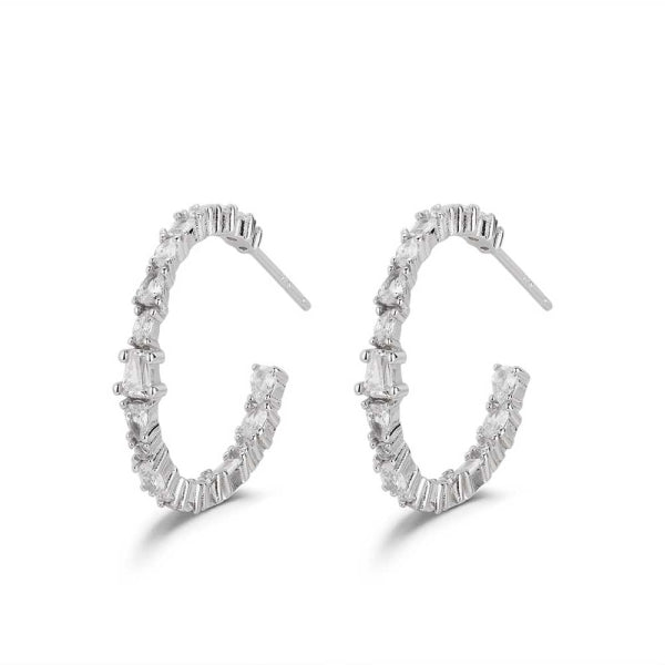 Pendientes Aro Circonita-Plata Primera Ley