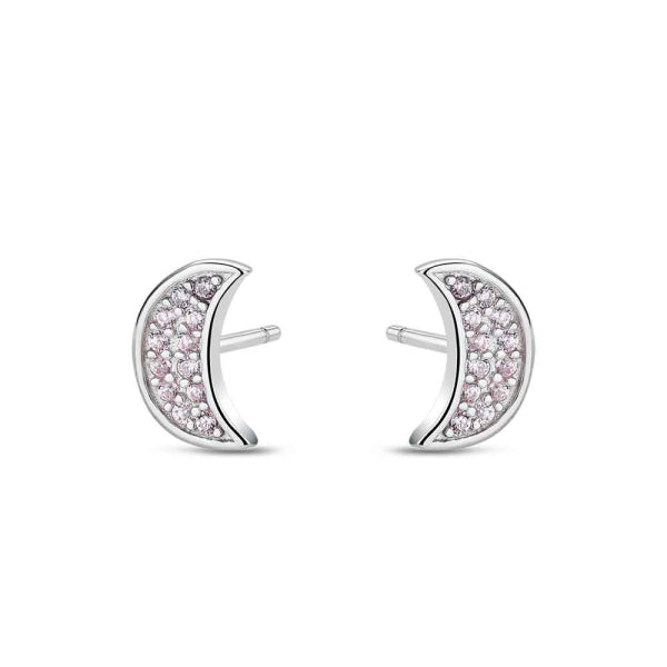 Pendiente Plata LUNA CIRCONITA ROSA - PROMOJOYA