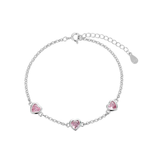 Pulsera Plata CORAZÓN CIRCONITA ROSA - PROMOJOYA