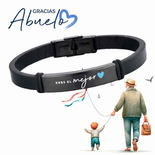 Pulsera Cuero y Acero Eres el Mejor