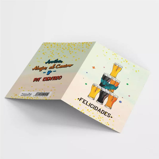 Postal FELICIDADES cervezas - Happy Mots
