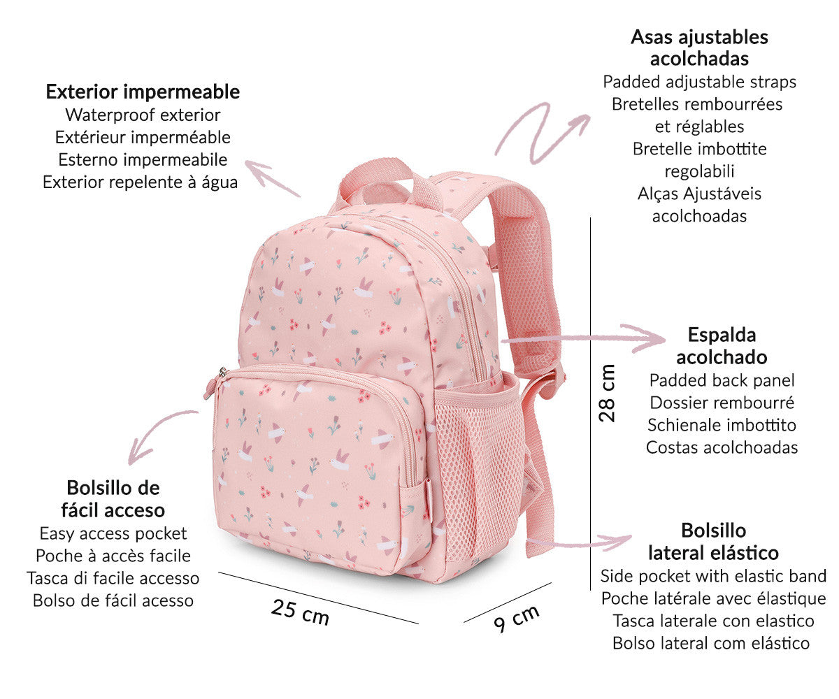Mochila Infantil Blossom Birds Personalizable Tutete