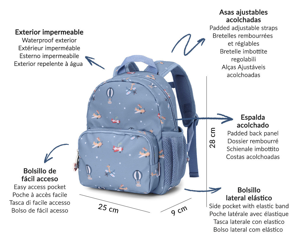 Mochila Infantil Planes Personalizable Tutete