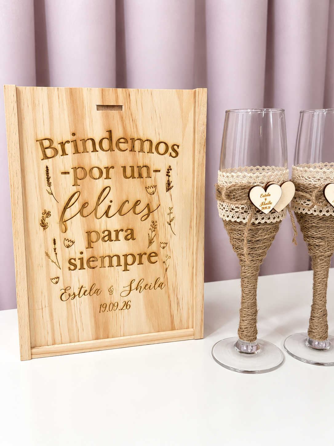 Copas de Cava Vintage Personalizable Brindemos por un felices para siempre-Be Love