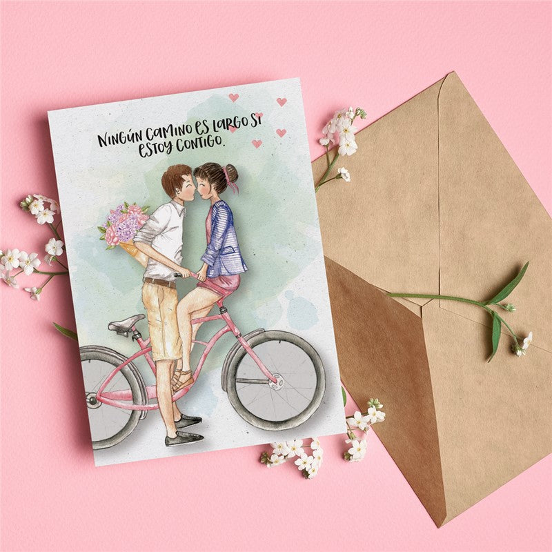 Postal NINGÚN CAMINO ES LARGO SI ESTOY CONTIGO - HAPPY MOTS