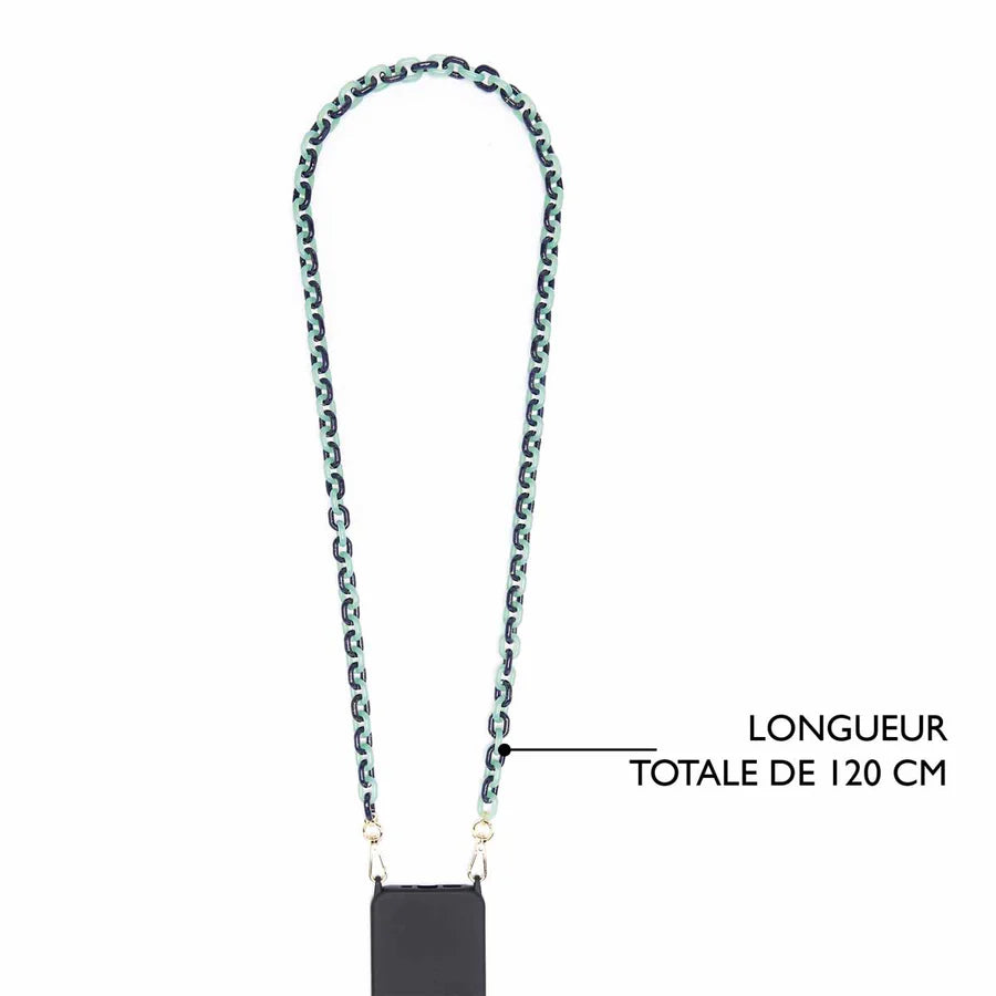 Cadena Para Teléfono RESINA LARGA MULTICOLOR VERDE Y AZUL - DRAEGER
