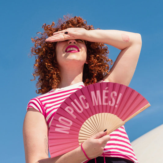 Abanico “no puc més!” degradado rosa- Fisura
