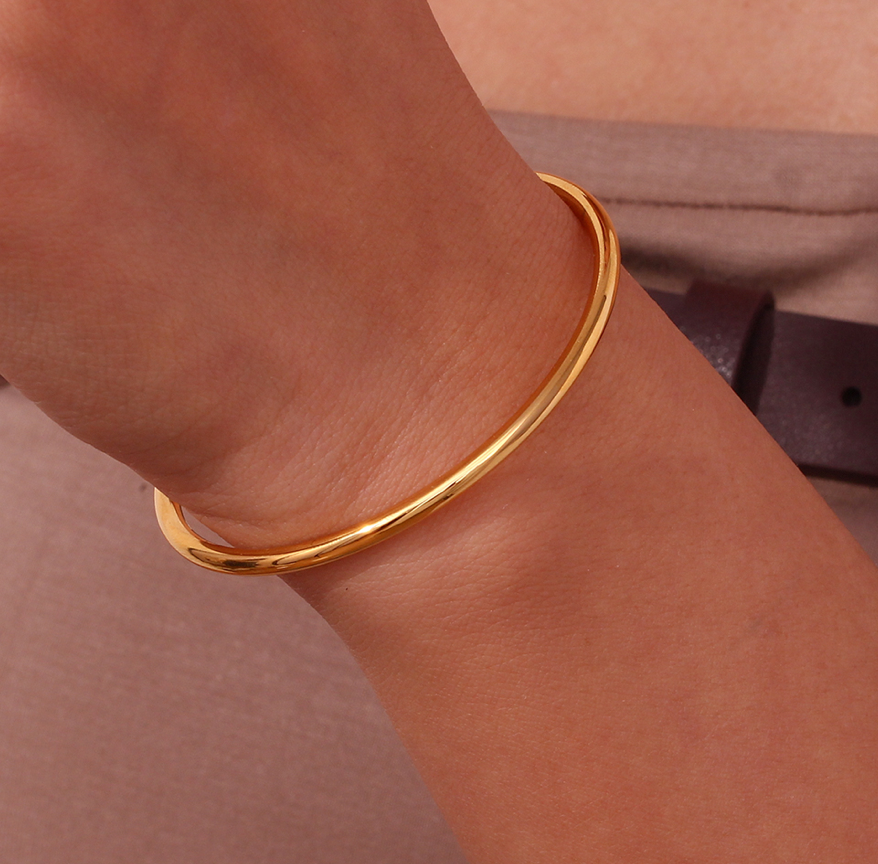 PULSERA ACERO ESCLAVA - 56 MM - BAÑADO ORO Y PLATA RODIADA