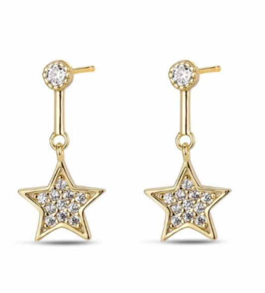Pendientes Star- Plata y Plata Chapado Oro