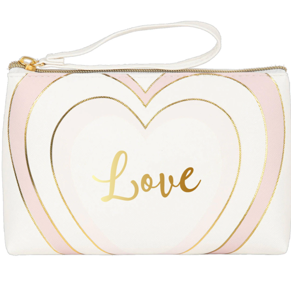 Portatodo Grande con Cremallera LOVE Blanco y Rosa - DRAEGER