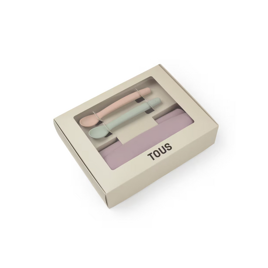 Set de babero y 2 cucharas FOOD KIT ROSA - TOUS