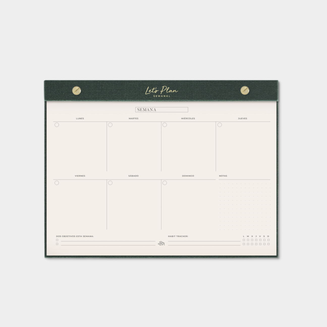 Notepad Semanal LET'S PLAN Verde Oliva - The Great Moustache