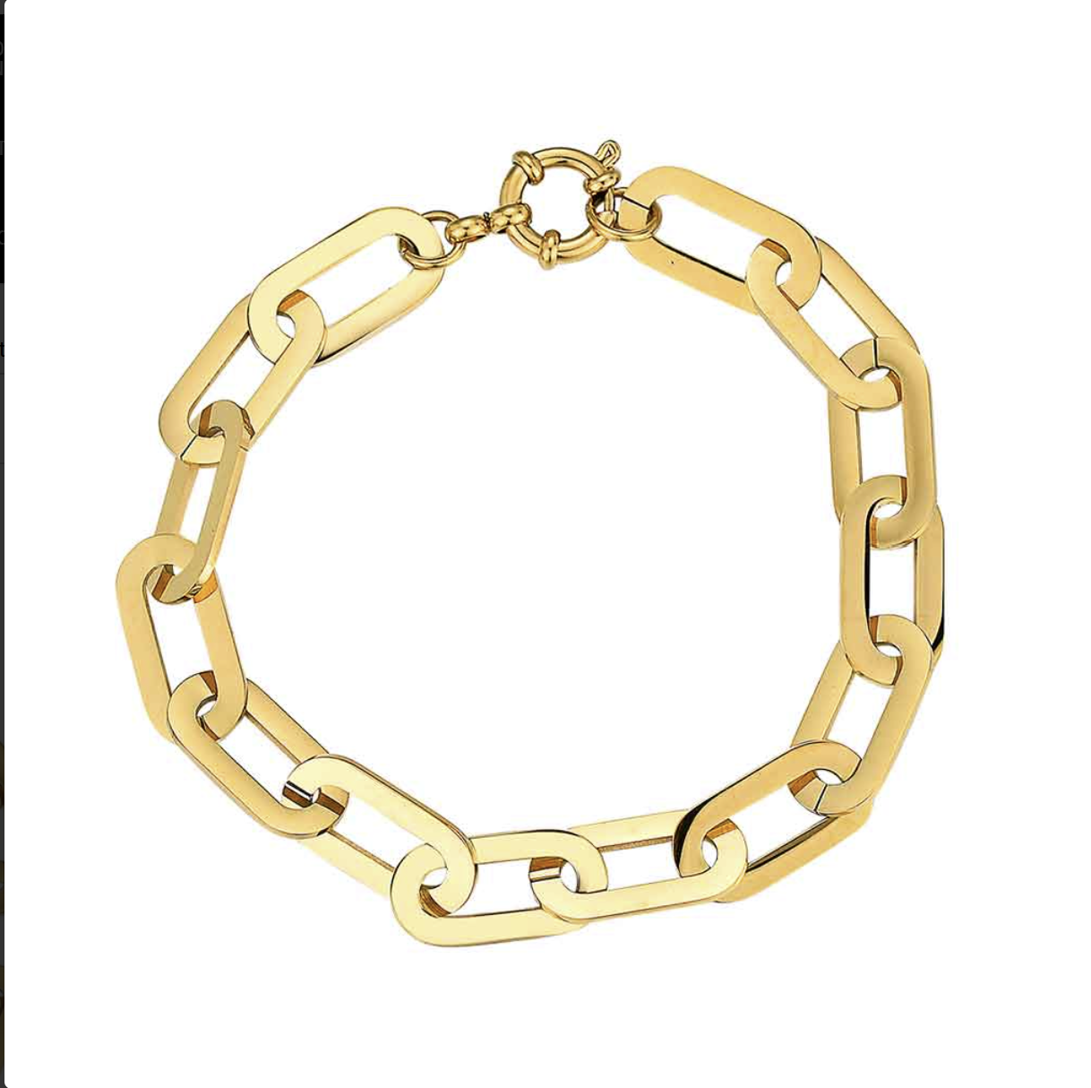 Pulsera de acero 316 chapado 18 kt forzado oval de 9 x 18 mm y 19.5 cm waterproof