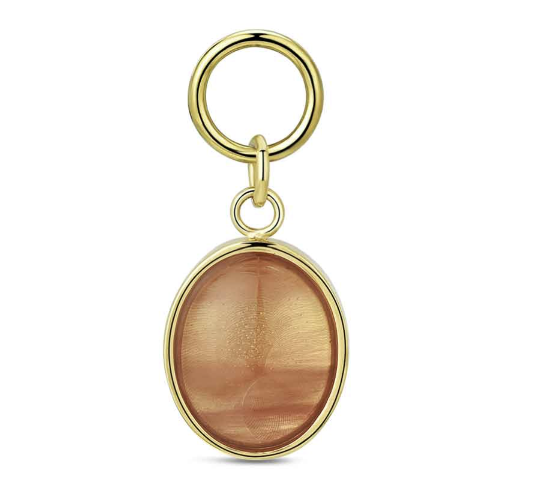 Charm de acero 316 chapado 18 kt óvalo de cuarzo cherrry waterproof 12 mm