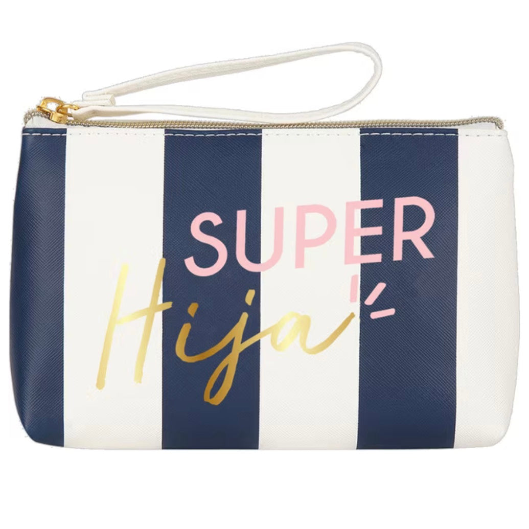 Portatodo Grande con Cremallera SÚPER HIJA Blanco y Azul Oscuro- DRAEGER