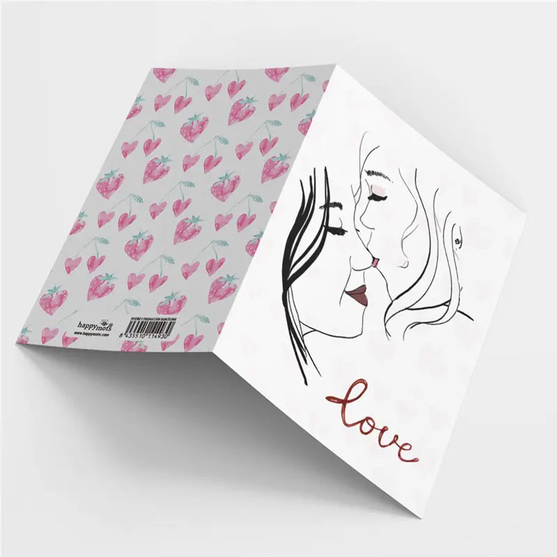 Postal LOVE Chicas Besándose- Happy Mots