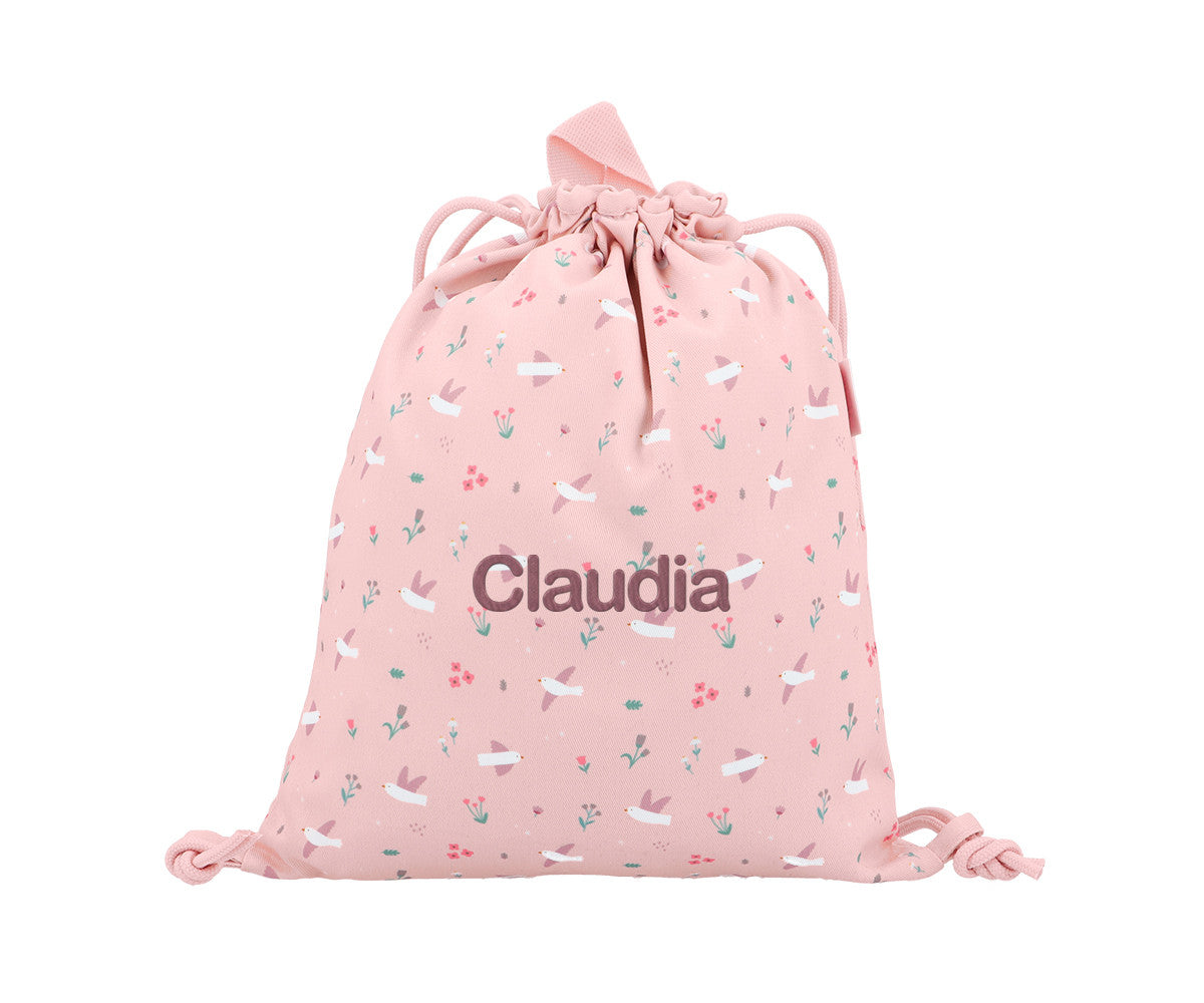Mochila Saco Tela Blossom Birds Personalizable