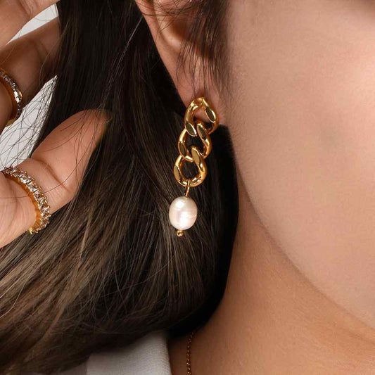 Pendiente Eslabón Perla- Be Love