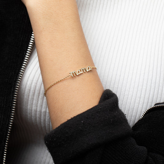 PULSERA PLATA CHAPADO ORO - MAMA
