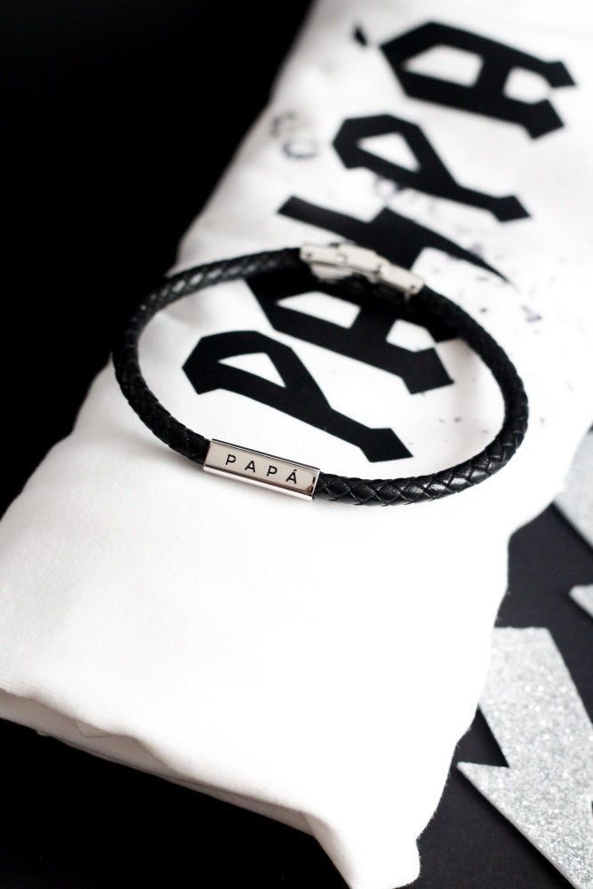 Pulsera Cuero y Acero PAPÁ-Be Love