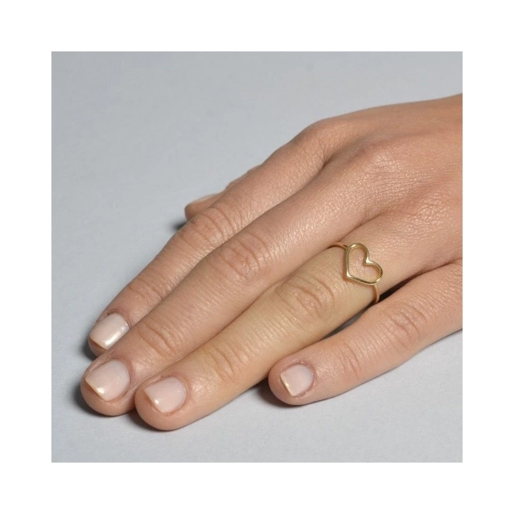Anillo Corazón-Plata Chapado Oro