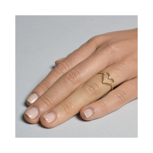 Anillo Corazón-Plata Chapado Oro