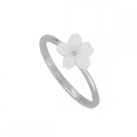 Anillo Flor Nácar-Plata Primera Ley