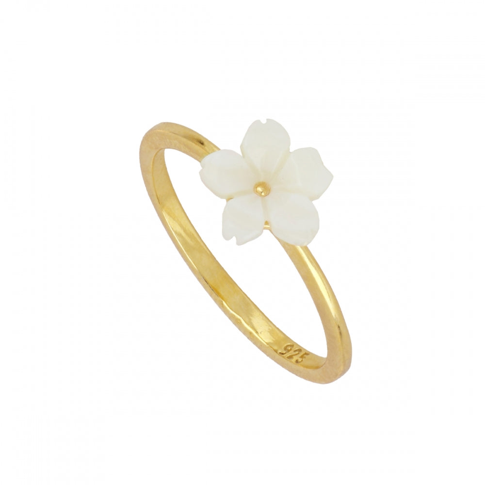 Anillo Flor Nácar-Plata Primera Ley