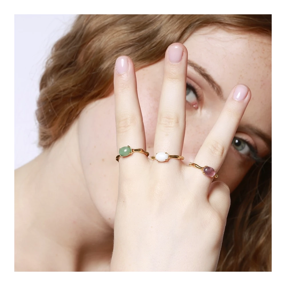 Anillo Óvalo Blanco Acero Inoxidable- Be Love