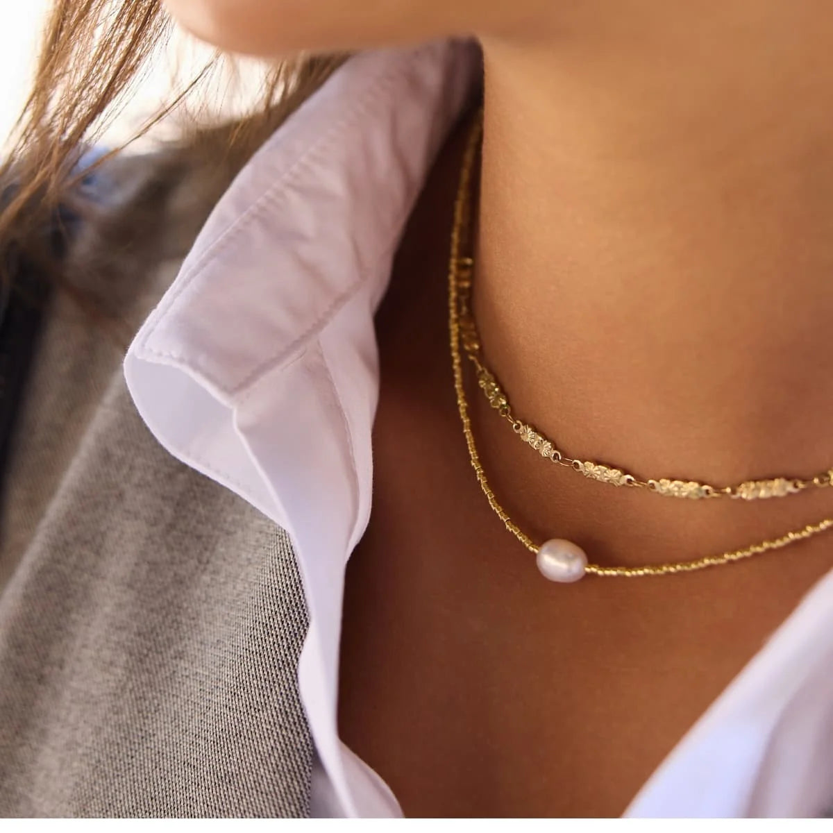 Collar de Cadena con Perla - Anartxy