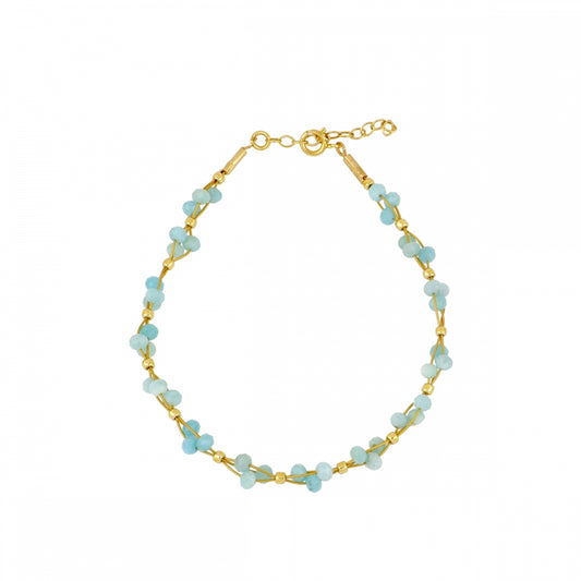 Pulsera Amazonita y Piedra Luna-Plata Chapado Oro