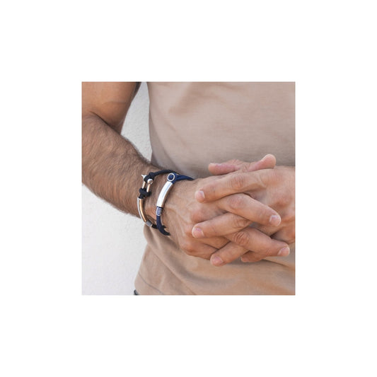 Pulsera Acero, cordón AZUL