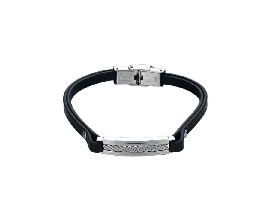 Pulsera de Caballero Acero y Cuero 5 mm - Mr Jewel