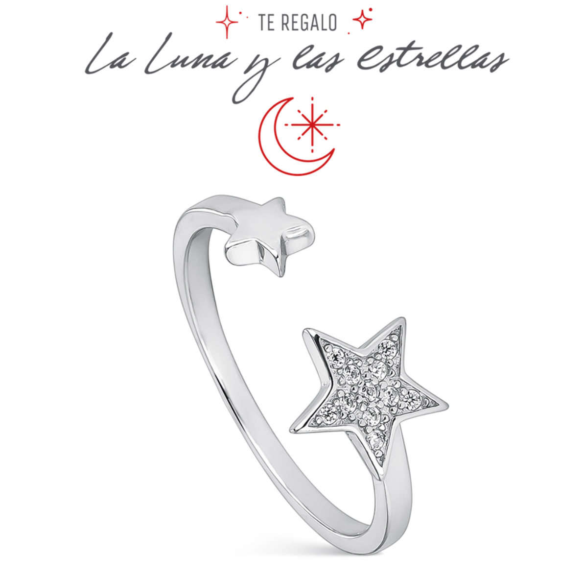 ANILLO STARS AJUSTABLE-Plata Primera Ley