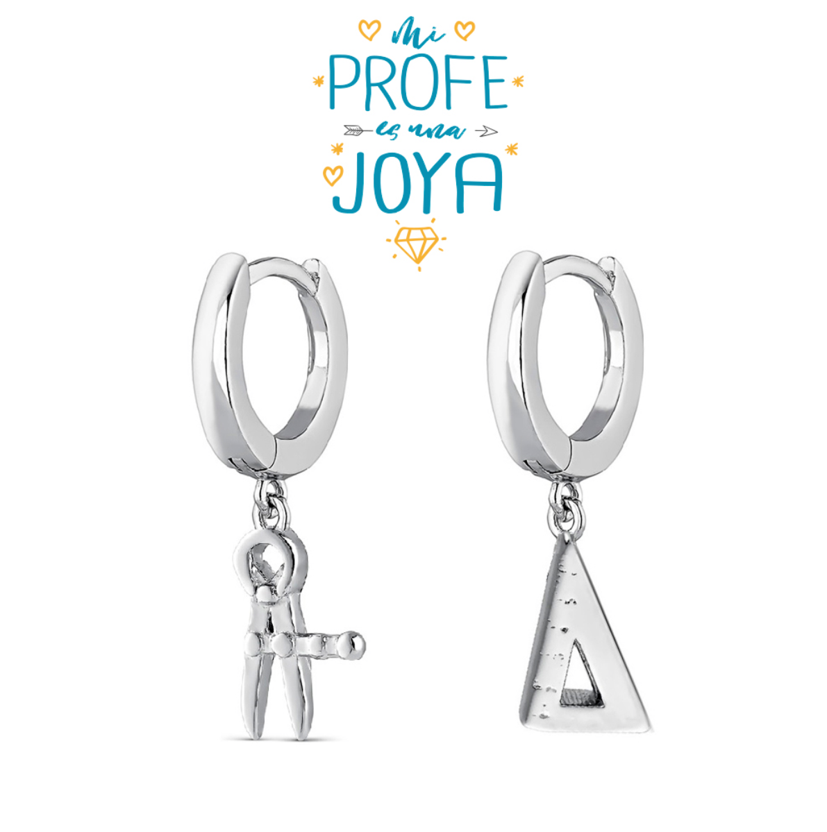 Pendientes de Plata con Aro Compás y Cartabón