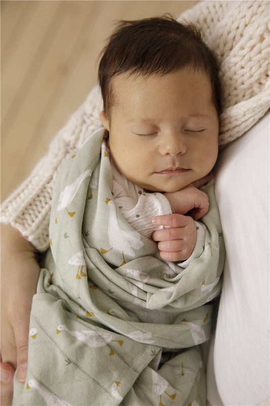 MUSELINAS 70 X 70 PEQUEÑAS OCAS/PURO OLIVE - LITTLE DUTCH