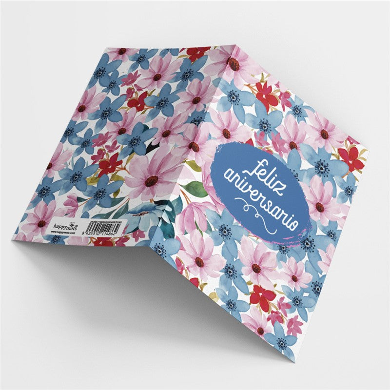 Postal - Feliz aniversario (flores)