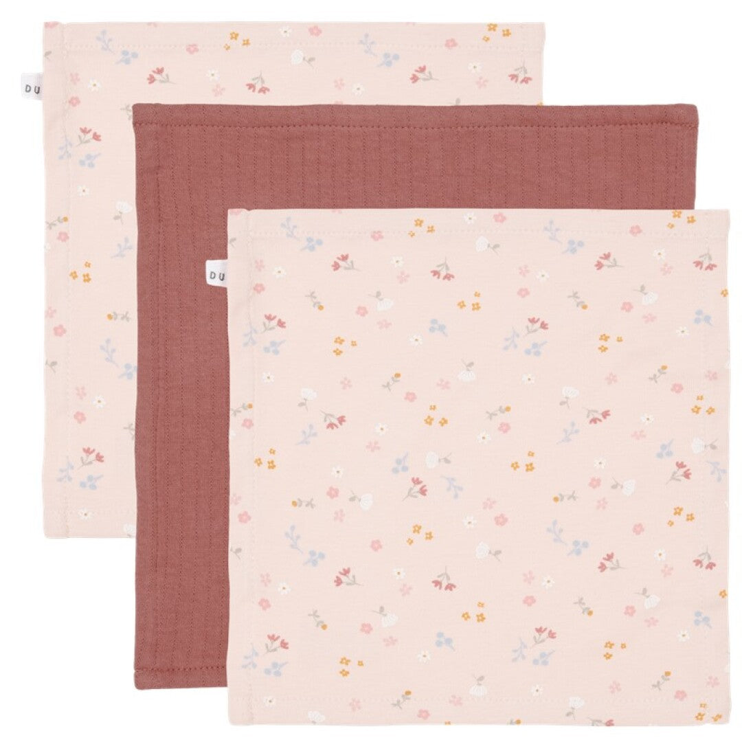 SET 3 TOALLITAS FACI ROSA RUBOR/PEQUE FLORES ROSAS - LITTLE DUTCH