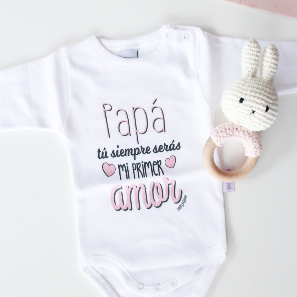 Body PAPÁ TÚ SIEMPRE SERÁS MI PRIMER AMOR Rosa/Azul - Mi Pipo