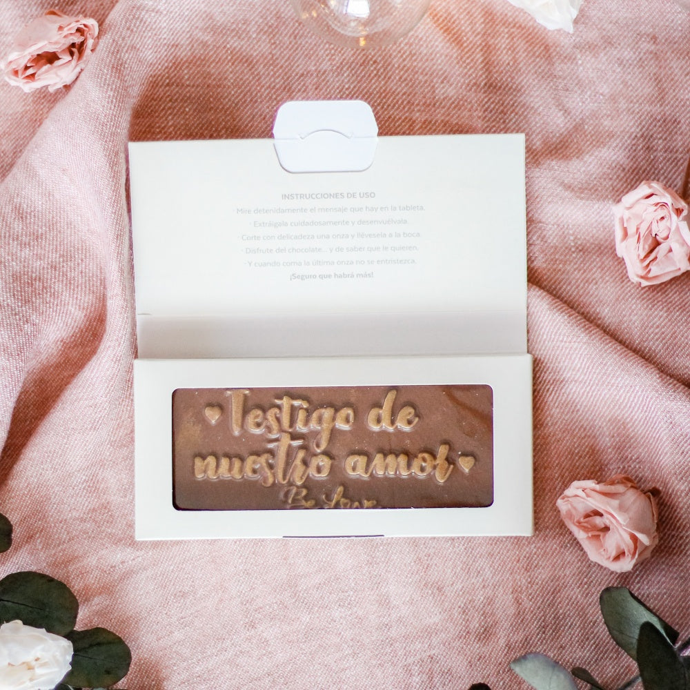 Tableta de chocolate TESTIGO DE NUESTRO AMOR- Edición Limitada Be Love & Utopick