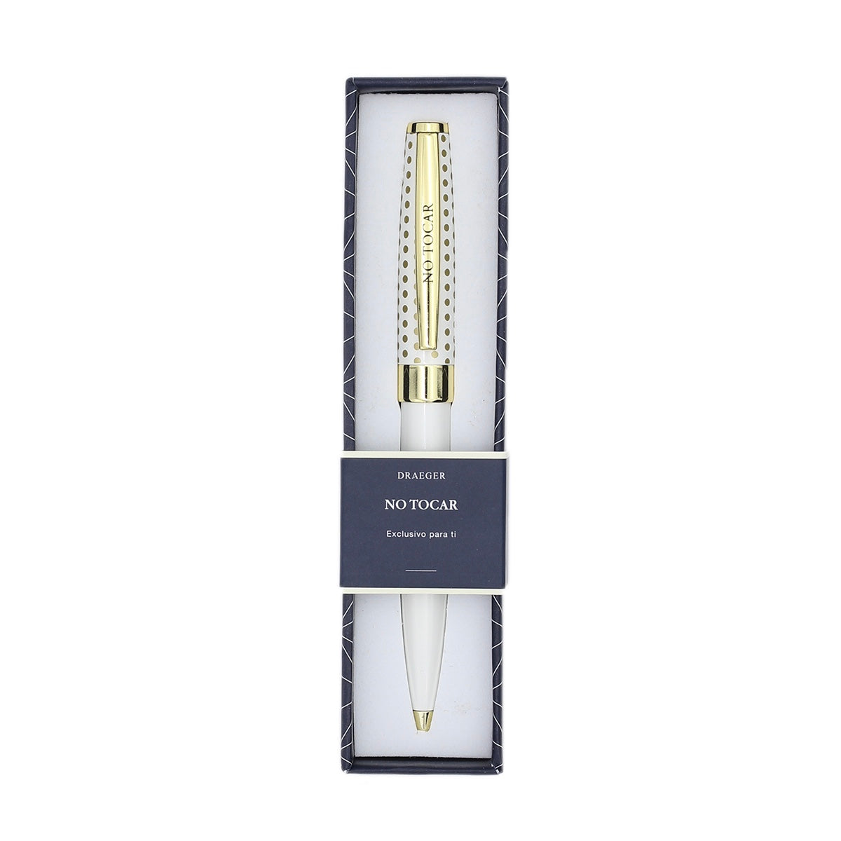 Bolígrafo NO TOCAR Blanco y Dorado - DRAEGER