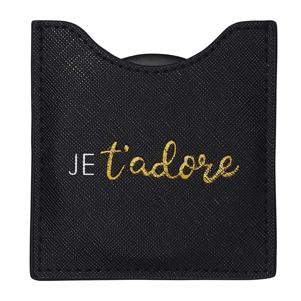 Espejo de Bolsillo JE T’ADORE Negro Blanco y Dorado - DRAEGER