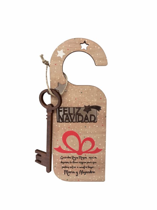 Colgador- Llave Mágica Puerta Reyes Magos- Madera