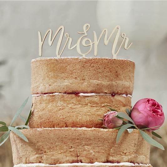 TOPPER DE MADERA PARA TARTA “MR & MR”