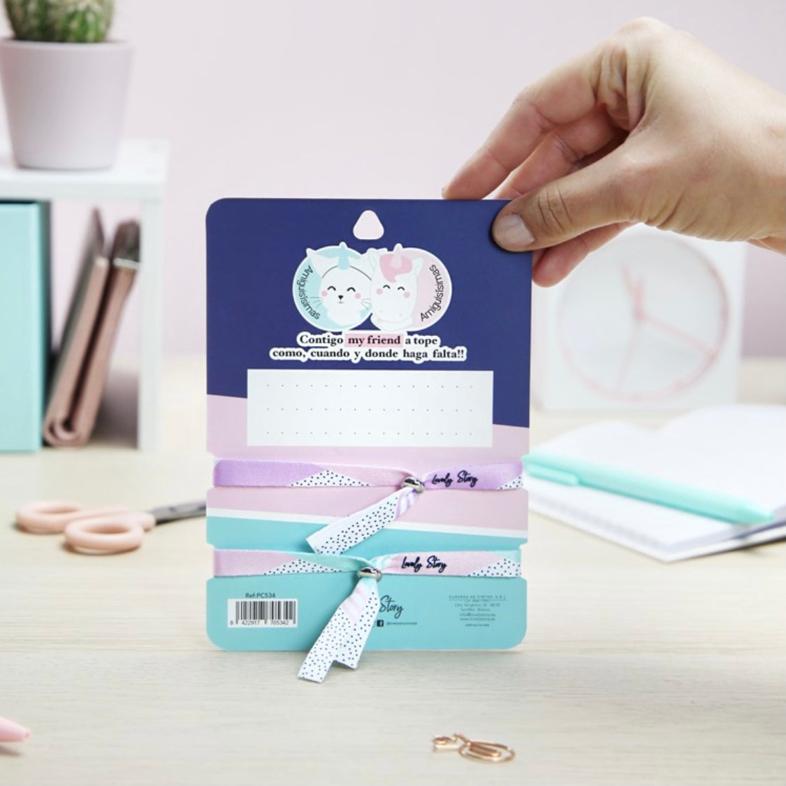 Pack de 2 Pulseras con Charm Gato y Unicornio CONTIGO MY FRIEND MUY A TOPE - Lovely Story