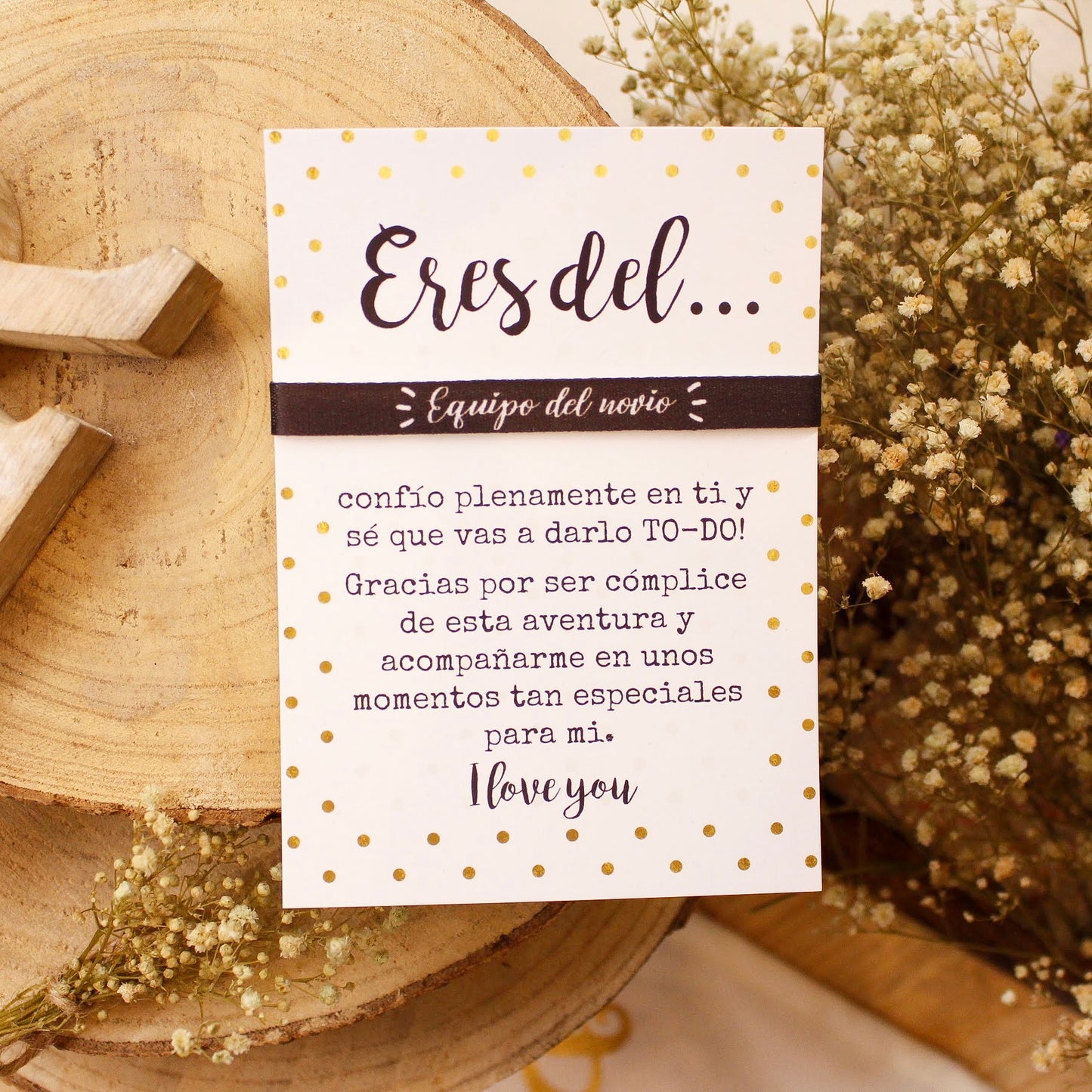 PULSERA+POSTAL “EQUIPO DEL NOVIO” NEGRO - Be Love